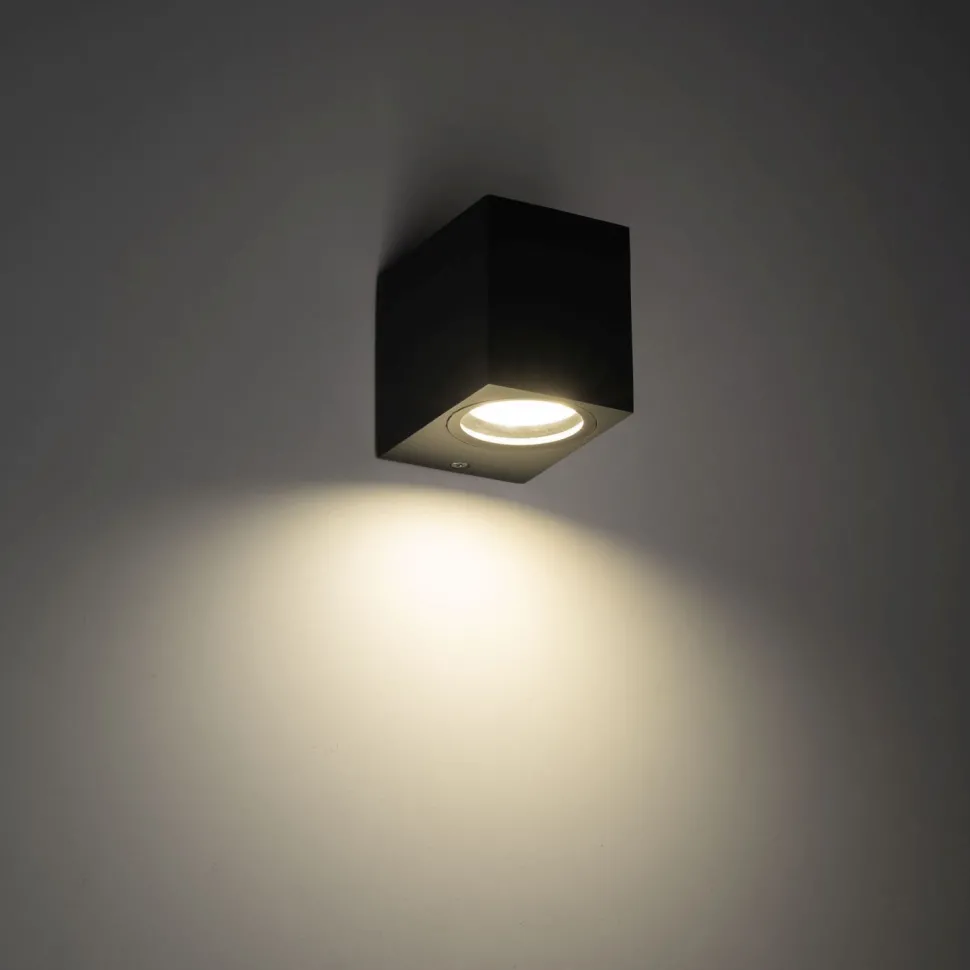 Wandlampe außen Downlight Grau Metall IP44 GU10 H:8 cm