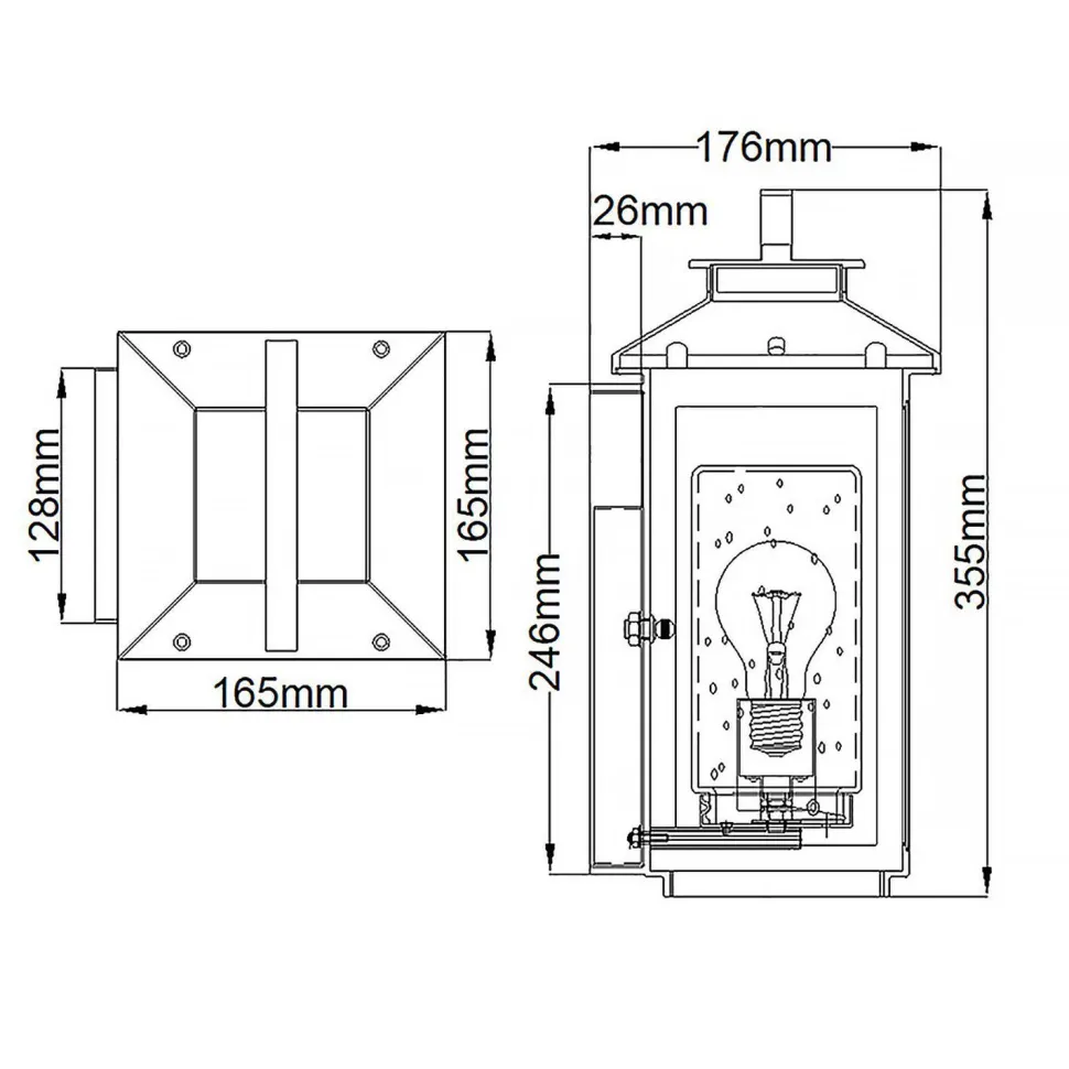 Wandlampe außen E27 IP44 35,5 cm hoch Vintage Design