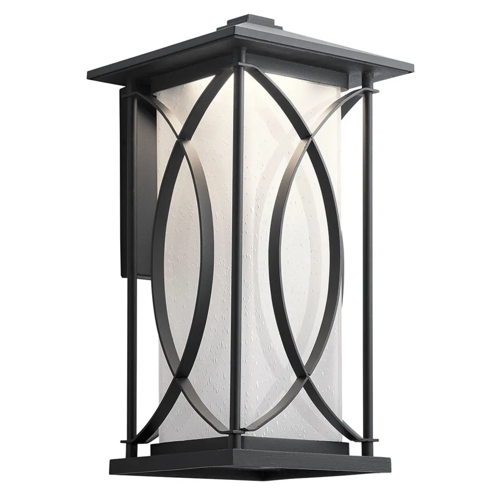 Wandlampe außen E27 IP44 H: 46,4 cm Schwarz Weiß