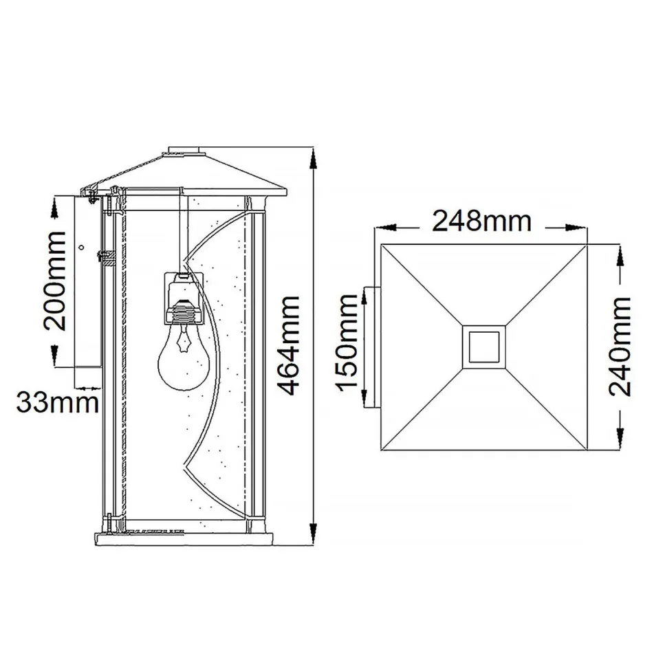Wandlampe außen E27 IP44 H: 46,4 cm Schwarz Weiß