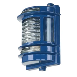 Wandlampe außen E27 IP64 Messing Glas H: 22 cm Blau