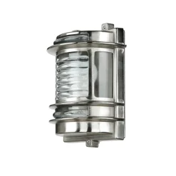 Wandlampe Außen Glas Messing in Nickel Maritim IP64