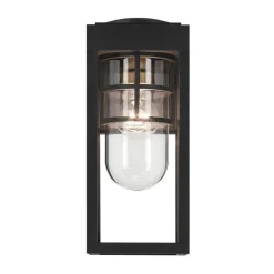 Wandlampe außen H: 33 cm IP44 Schwarz E27 eckig klein