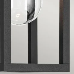 Wandlampe außen H: 33 cm IP44 Schwarz E27 eckig klein