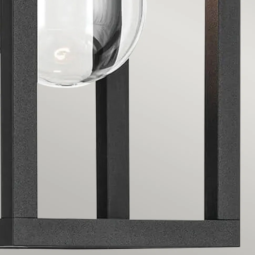 Wandlampe außen H: 33 cm IP44 Schwarz E27 eckig klein