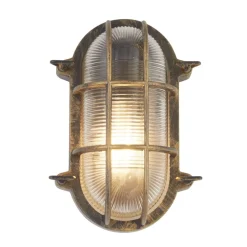 Wandlampe außen IP44 E27 in Gold Antik H: 25 cm Maritim