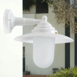 Wandlampe außen Maritim Glas Messing E27 IP64 B: 26 cm