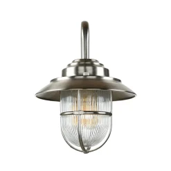 Wandlampe Außen Maritim Messing Riffelglas IP64 Hof