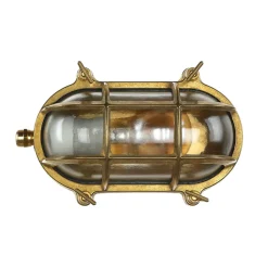 Wandlampe Außen Messing Glas Haus oval Maritim