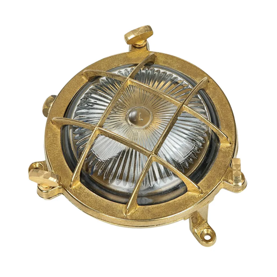 Wandlampe Außen Messing Haus Hof rund Maritim