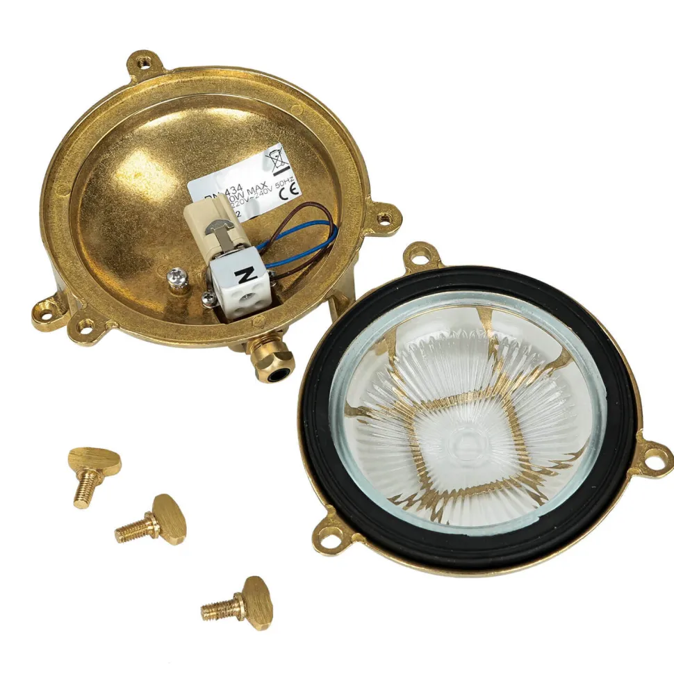 Wandlampe Außen Messing Haus Hof rund Maritim