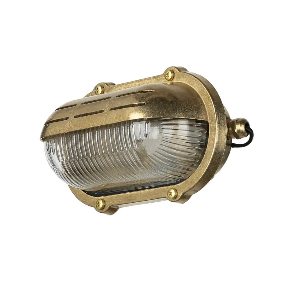 Wandlampe Außen Messing Maritim oval IP64 Haus Tür