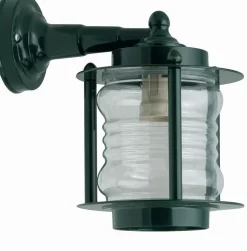 Wandlampe außen Messing massiv Glas H: 24 cm IP23 Grün