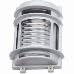 Wandlampe außen Messing massiv Glas H: 22 cm IP64 Grau