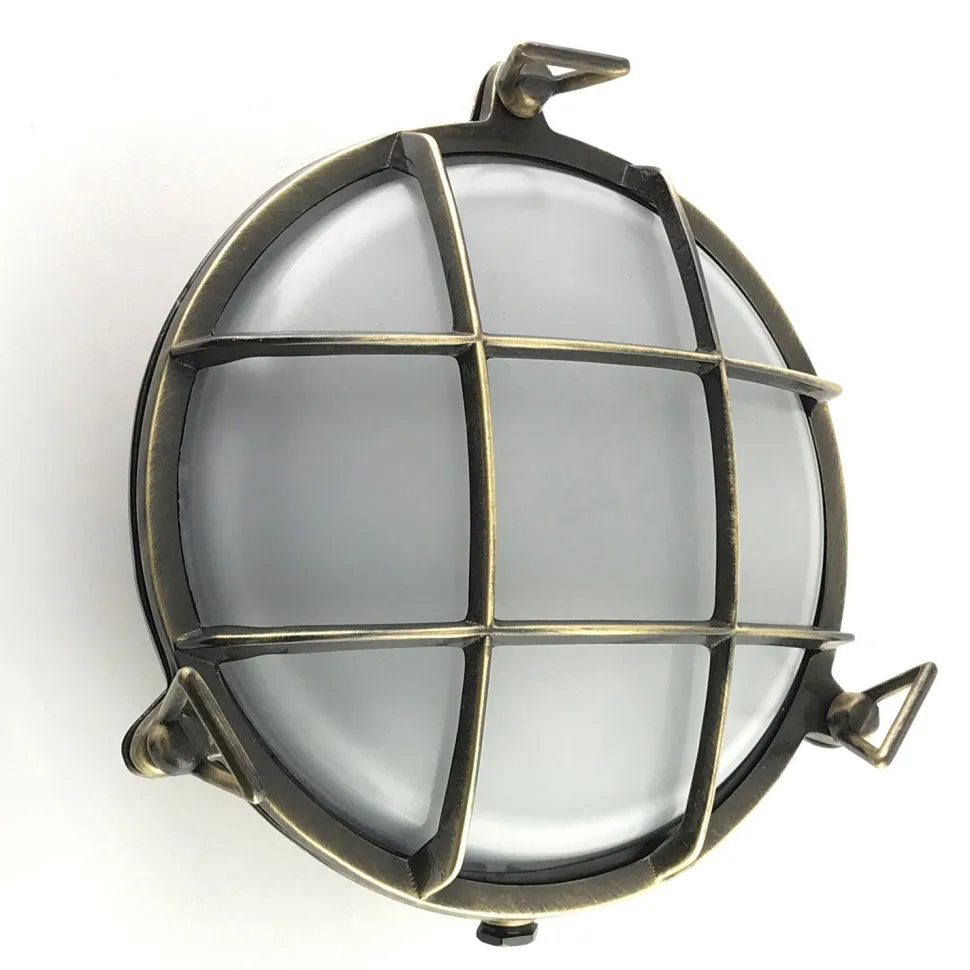 Wandlampe außen Messing massiv Glas D: 24 cm rund IP64