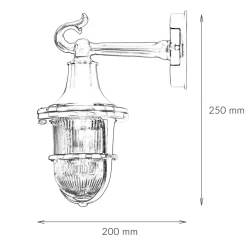 Wandlampe Außen Messing Riffelglas Hof Maritim IP64
