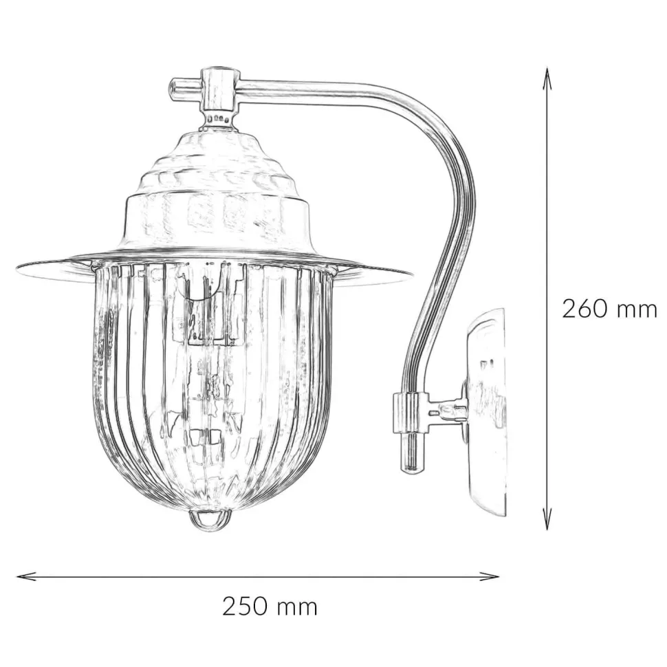 Wandlampe Außen Messing Riffelglas Maritim Hof
