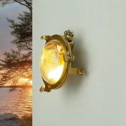 Wandlampe Außen Messing rund IP44 Maritim Haustür