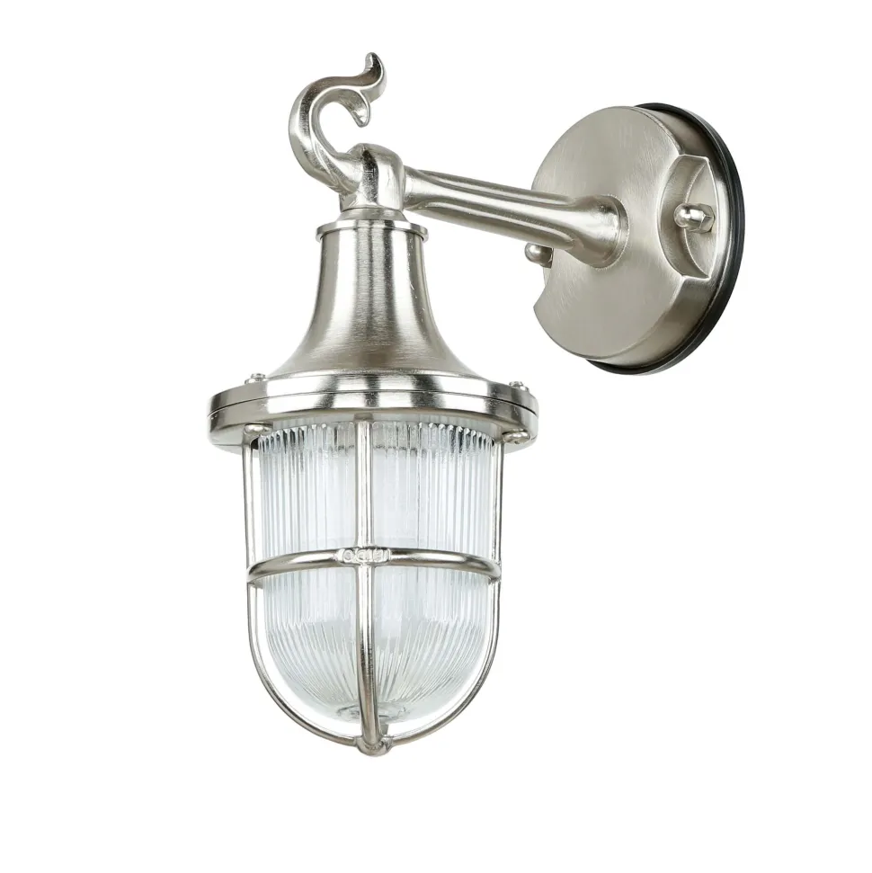 Wandlampe Außen Nickel Maritim IP64 Echt-Messing