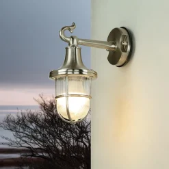 Wandlampe Außen Nickel Maritim IP64 Echt-Messing