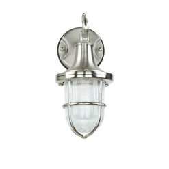 Wandlampe Außen Nickel Maritim IP64 Echt-Messing