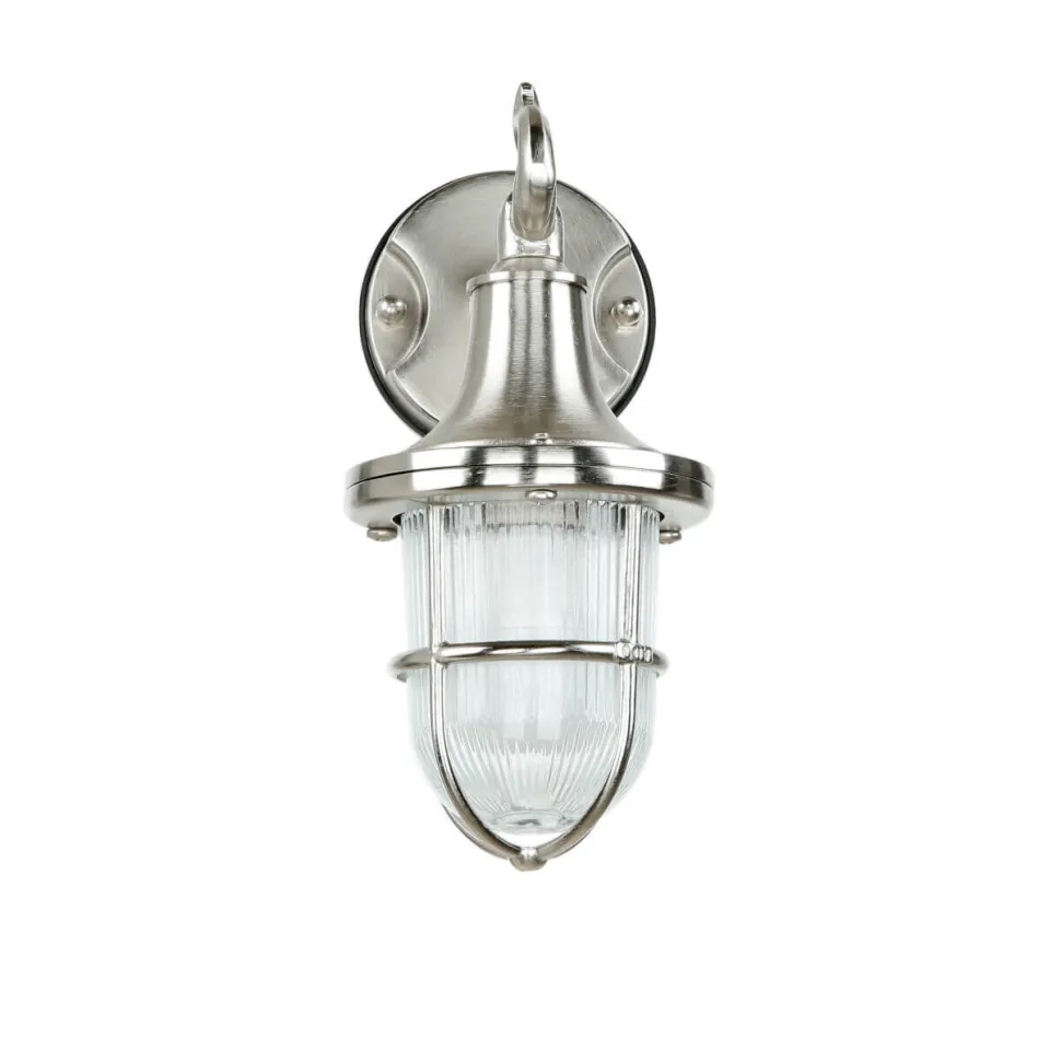 Wandlampe Außen Nickel Maritim IP64 Echt-Messing