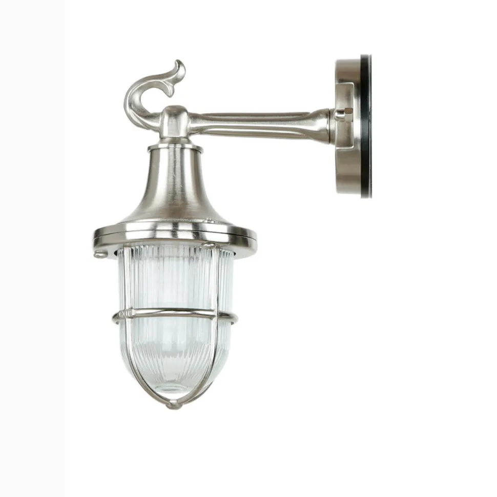 Wandlampe Außen Nickel Maritim IP64 Echt-Messing