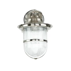 Wandlampe außen Riffelglas Messing in Nickel E27