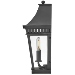 Wandlampe außen Schwarz E14 IP44 H: 39,4 cm Aluminium Glas