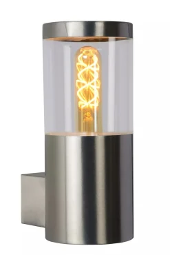 Wandlampe Außen Stahl in Chrom IP44 H:23 cm E27 Balkon