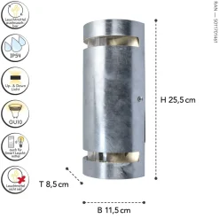 Wandlampe außen Up Down H:25,4 cm IP54 GU10 in Zink