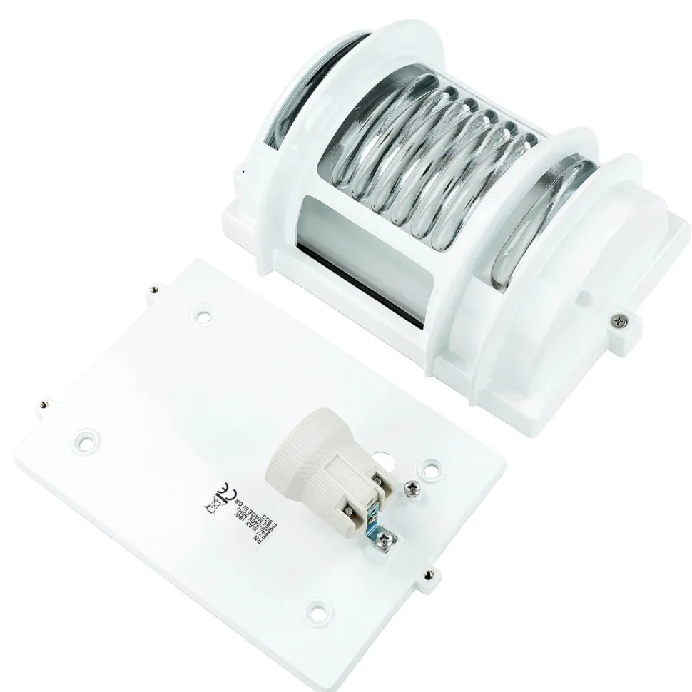 Wandlampe außen Weiß IP64 Messing Glas E27