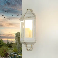 Wandlampe außen Weiß-Gold Maritim Haus Garten