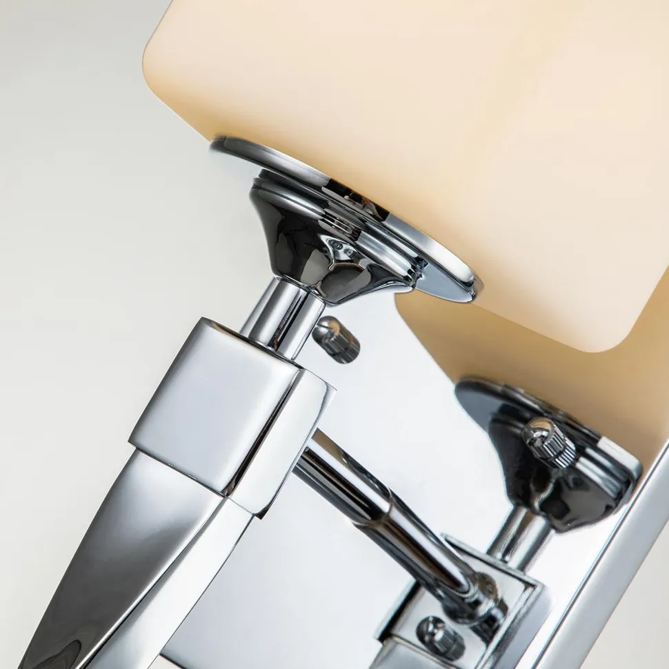 Wandlampe Bad Chrom Weiß H: 41,3 cm IP44 Metall Glas