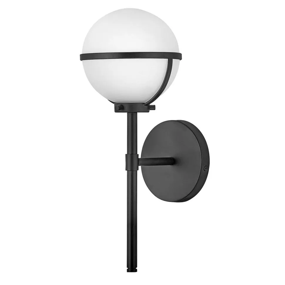 Wandlampe Bad H: 40,3 cm IP44 Schwarz Weiß Metall Glas