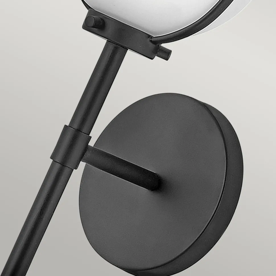 Wandlampe Bad H: 40,3 cm IP44 Schwarz Weiß Metall Glas