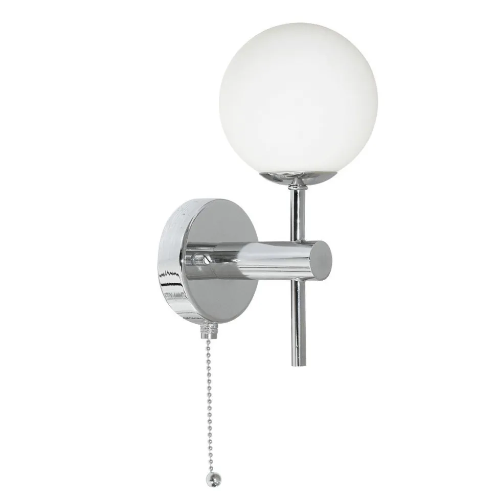 Wandlampe Bad IP44 Weiß Chrom mit Schalter H: 21 cm