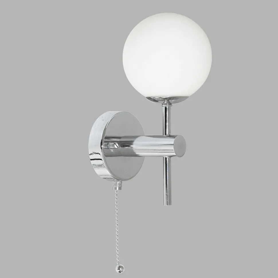 Wandlampe Bad IP44 Weiß Chrom mit Schalter H: 21 cm