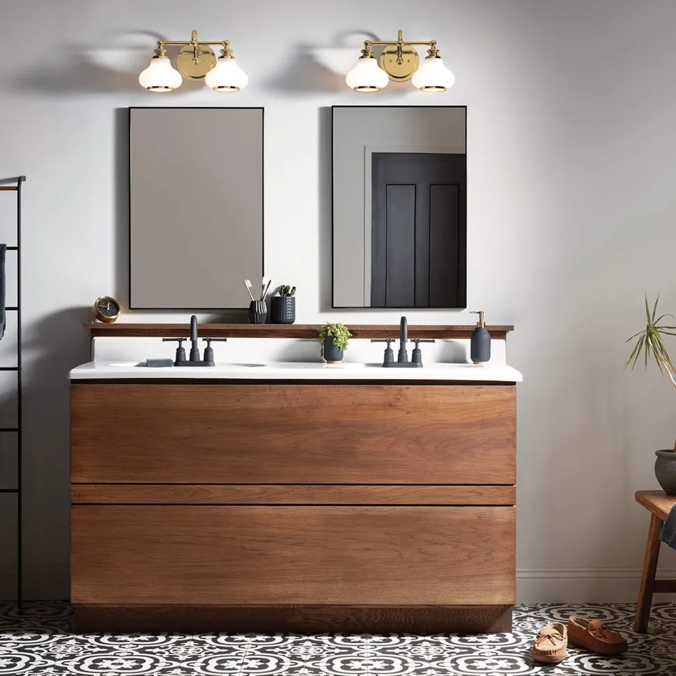 Wandlampe Bad Metall Glas 40,6 cm breit IP44 mit 2x G9 LED