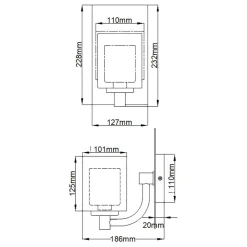 Wandlampe Bad mit LED G9 H: 23,2 cm IP44 Chrom Weiß Metall Glas