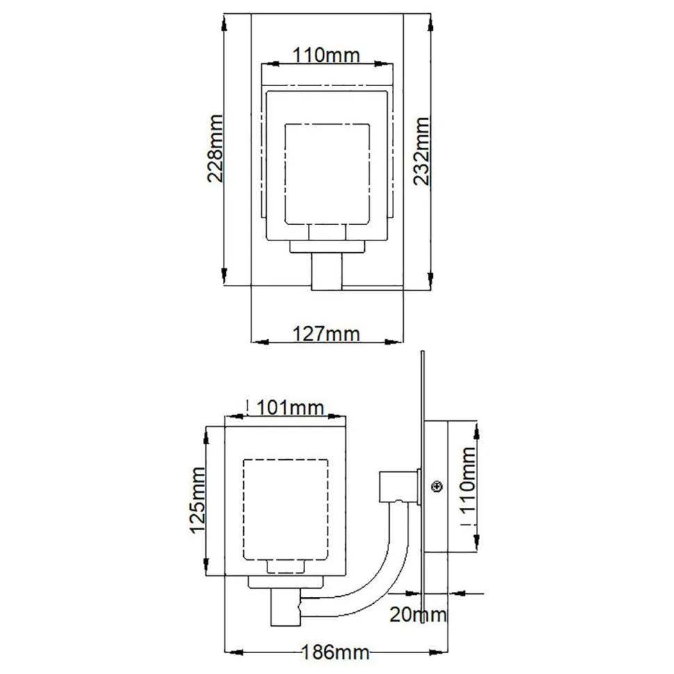 Wandlampe Bad mit LED G9 H: 23,2 cm IP44 Chrom Weiß Metall Glas