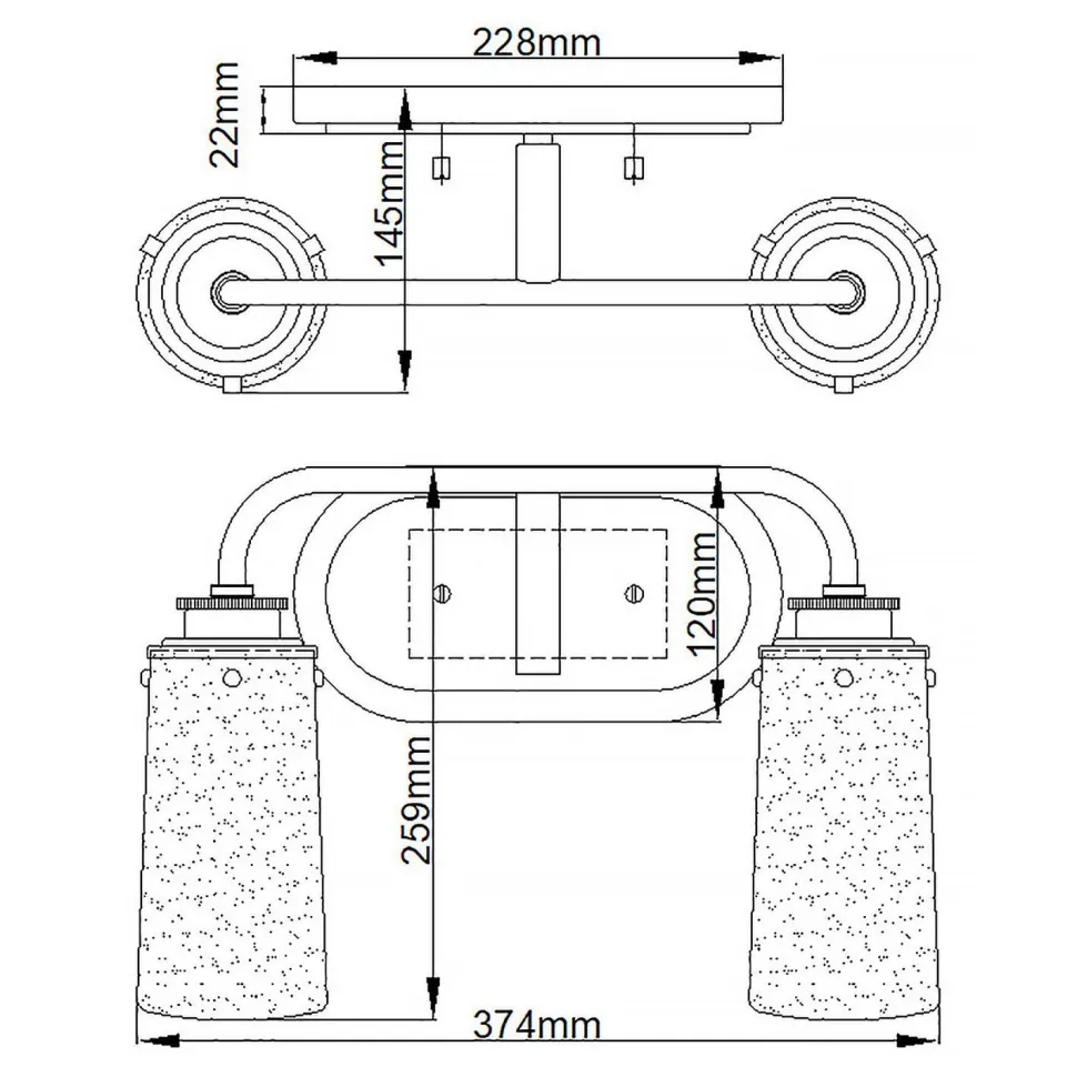Wandlampe Badezimmer B: 37,4 cm IP44 E27 in Chrom