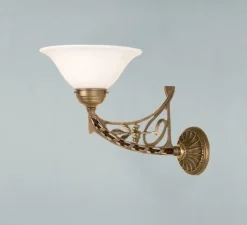 Wandlampe Berliner Messing Glas T:39 cm E27 Jugendstil