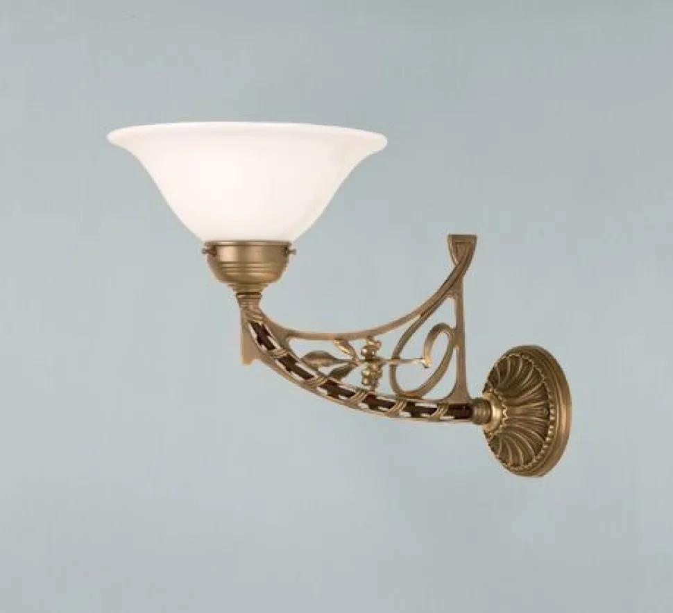 Wandlampe Berliner Messing Glas T:39 cm E27 Jugendstil