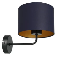 Wandlampe Blau Gold Stoff Metall B:18 cm E27 gemütlich