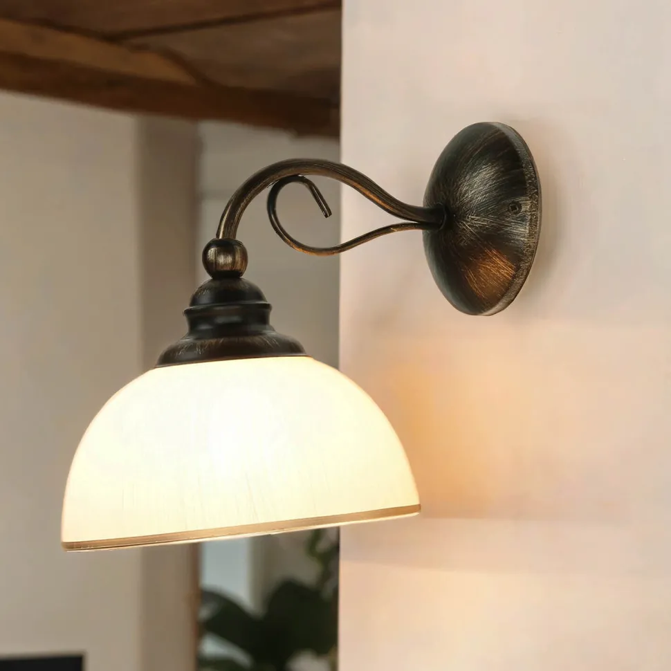 Wandlampe DELMARE Shabby Braun antik Wohnzimmer