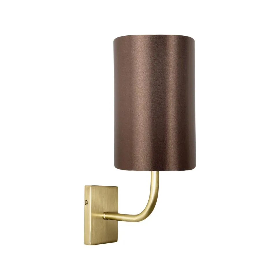 Wandlampe E27 in Bronze hell Braun Stoff Messing Modern