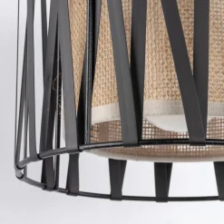 Wandlampe E27 Metall Jute H: 35 cm in Schwarz Braun MINA