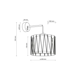 Wandlampe E27 Metall Jute H: 35 cm in Schwarz Braun MINA