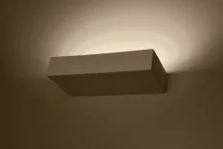 Wandlampe eckig 31 cm breit Keramik bemalbar Weiß